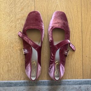 Sam Edelman Velvet Mary Jane Flats in Burgundy